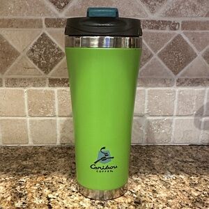 Caribou Coffee Green Travel Mug retro 2015
